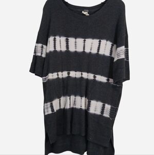 Free People Gray And White Tie Dye Tunic Medium Boho
